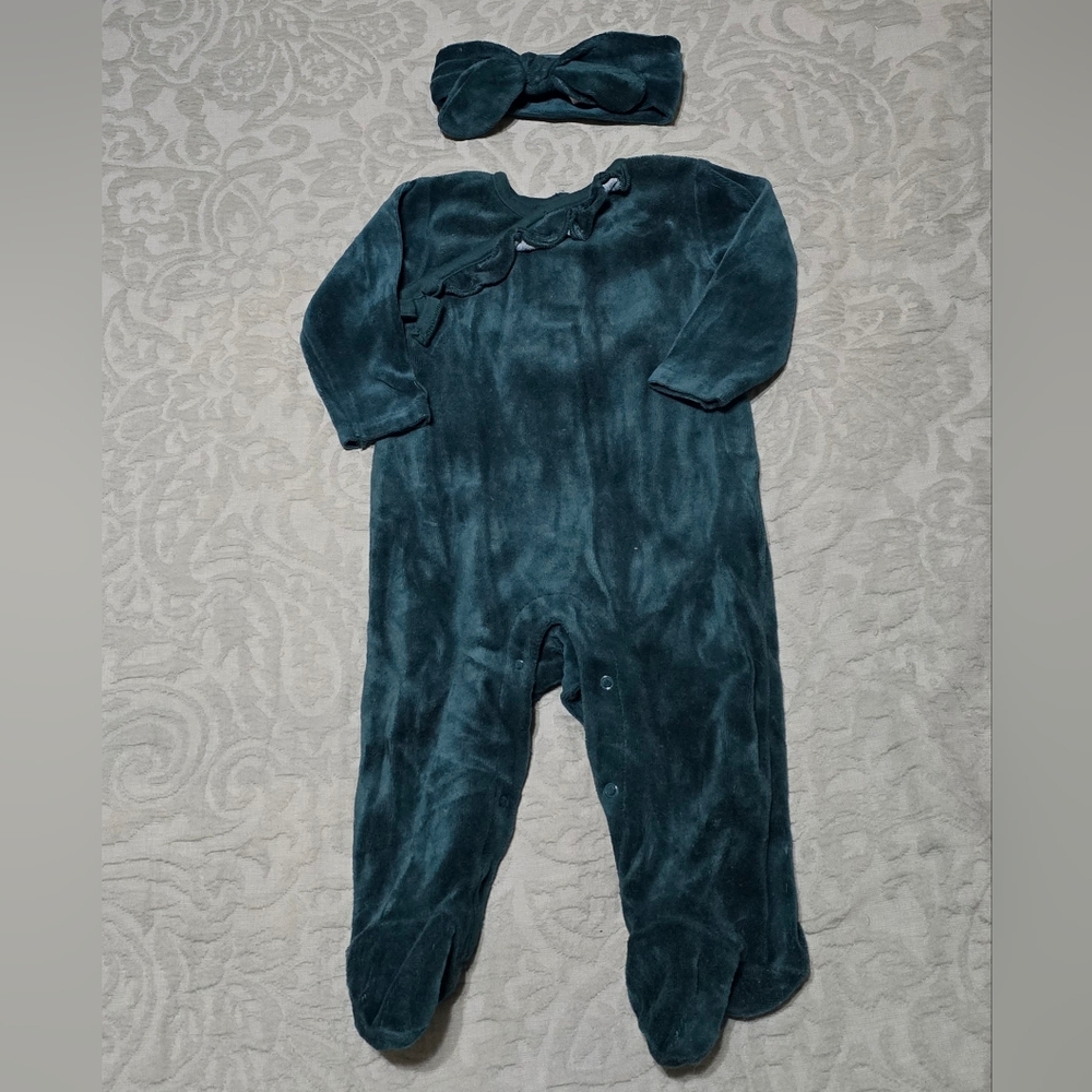 Green Footie with Headband